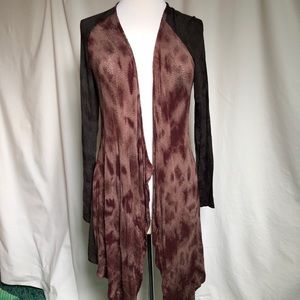 Black and maroon long cardigan